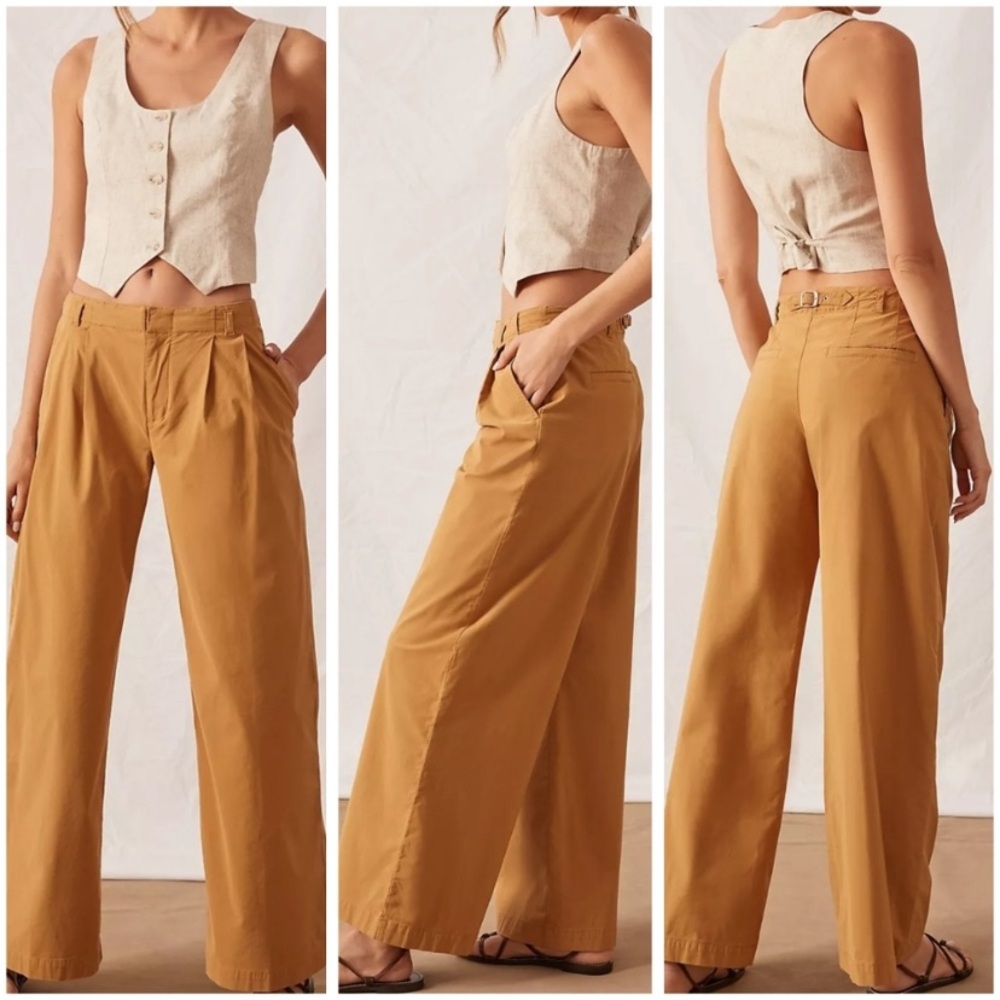 Anthropologie Tan Wide-Leg Trousers